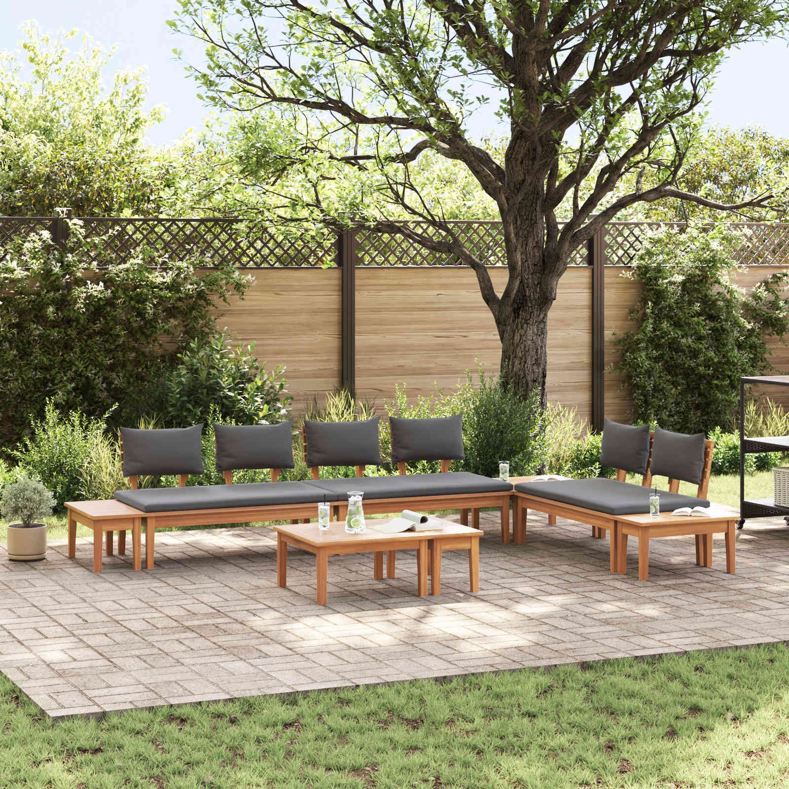 Walplus 5 Piece Metal Garden Sofa Set - Brown and Grey - 60 x 60 x 30 cm