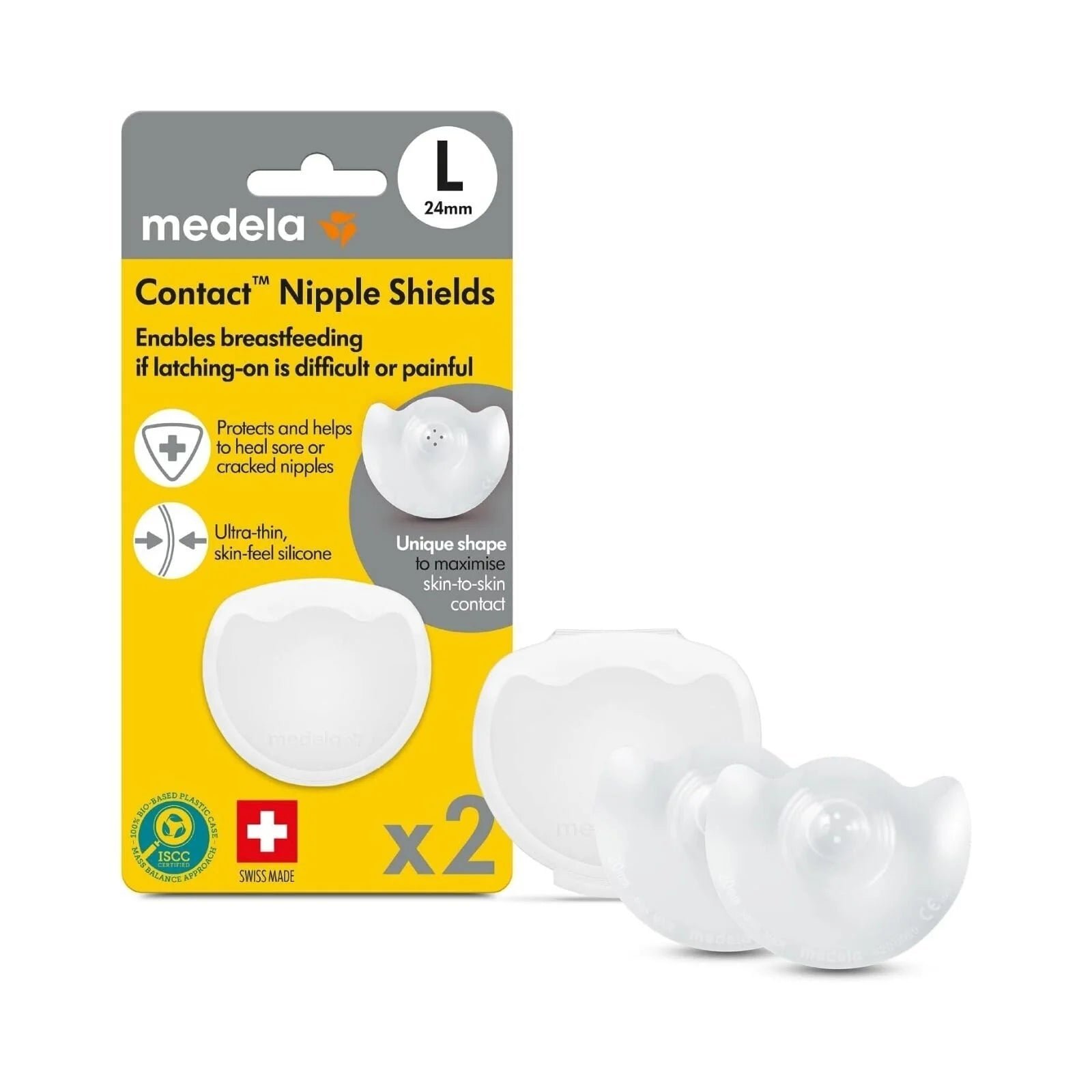 Medela Pack of 2 Silicone Contact Nipple Shields, Size L 24 mm