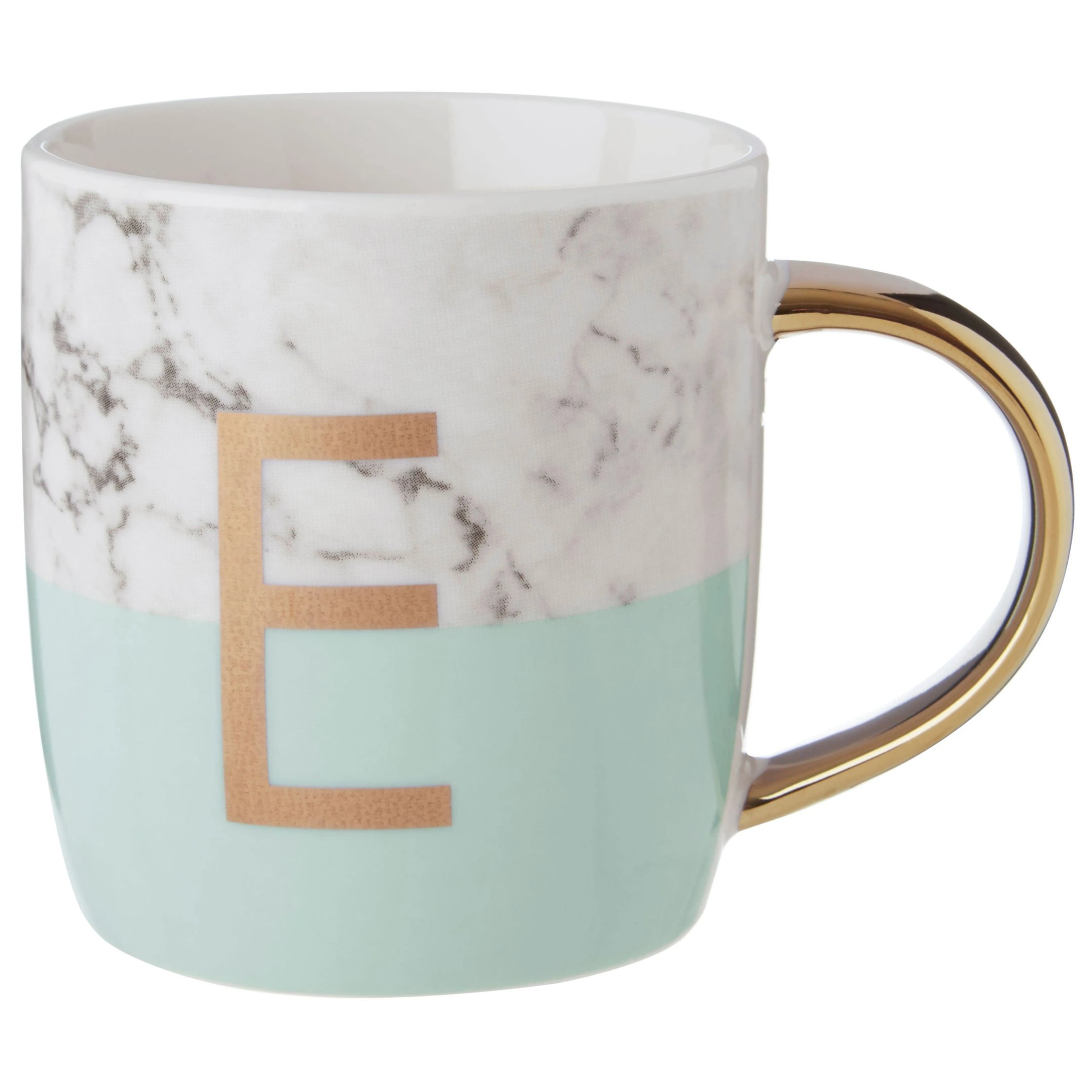 Orsina Frosted Deco E Marble Effect Monogram Mug – Green