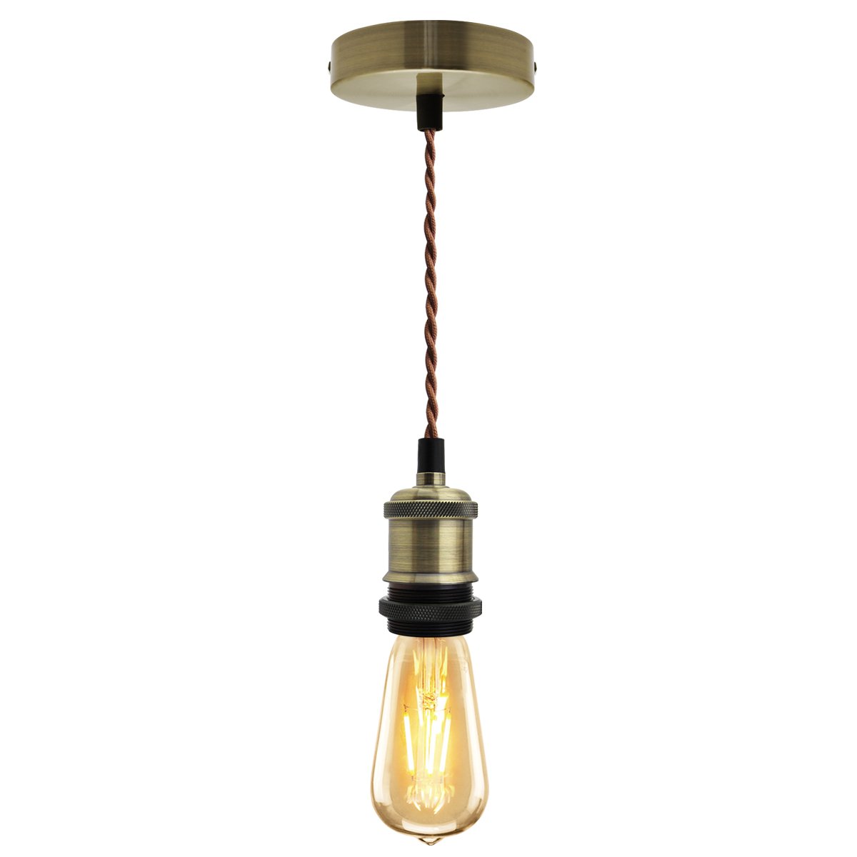 Energy Light Bulbs Ceiling Rose E27 Light Fitting - Antique Brass