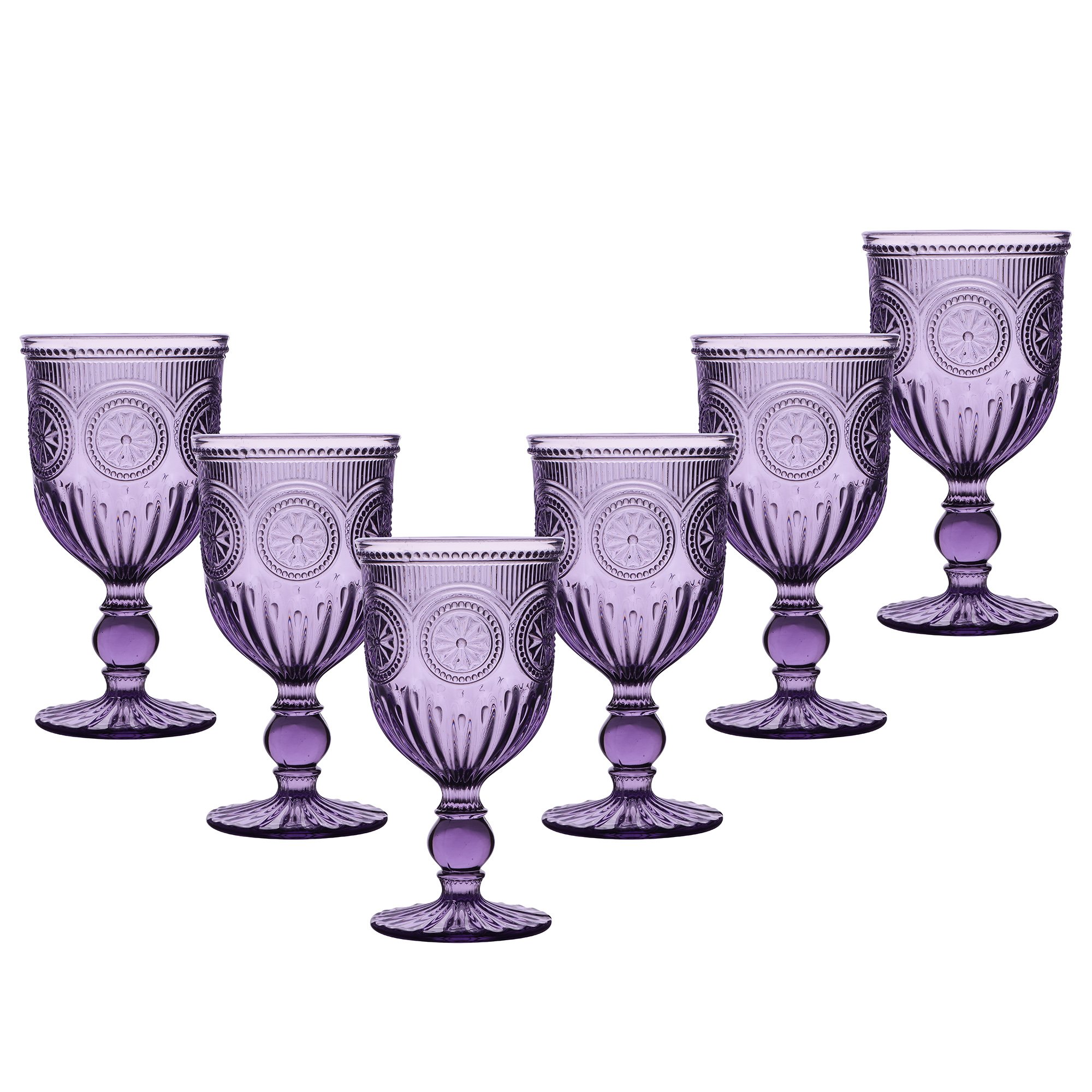 Dibor Set of 6 Parisian 290ml Glass Wine Glasses - Purple