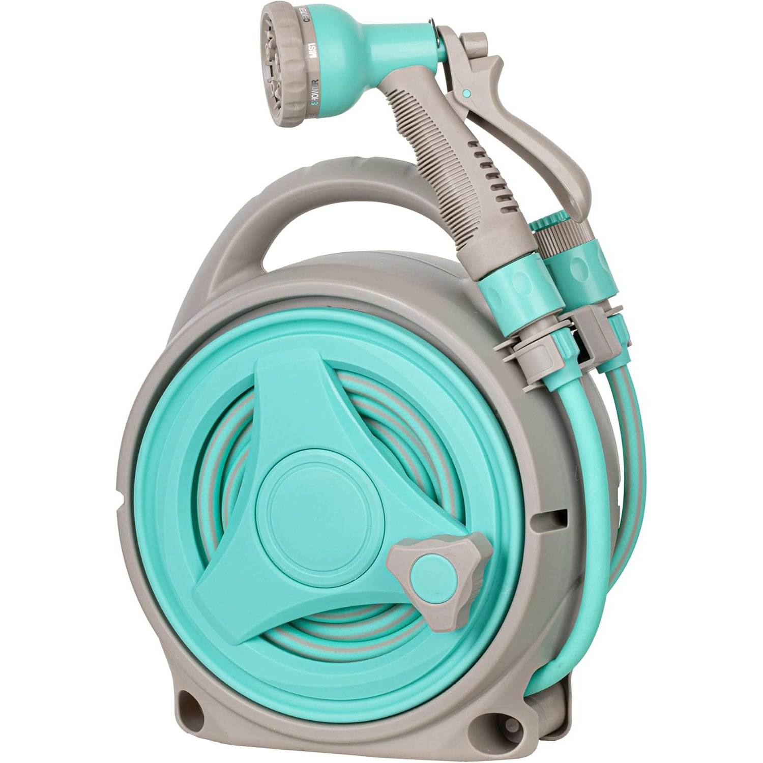 Vivo Technologies 15M Garden Hose Reel with 8 Adjustable Spray Nozzles