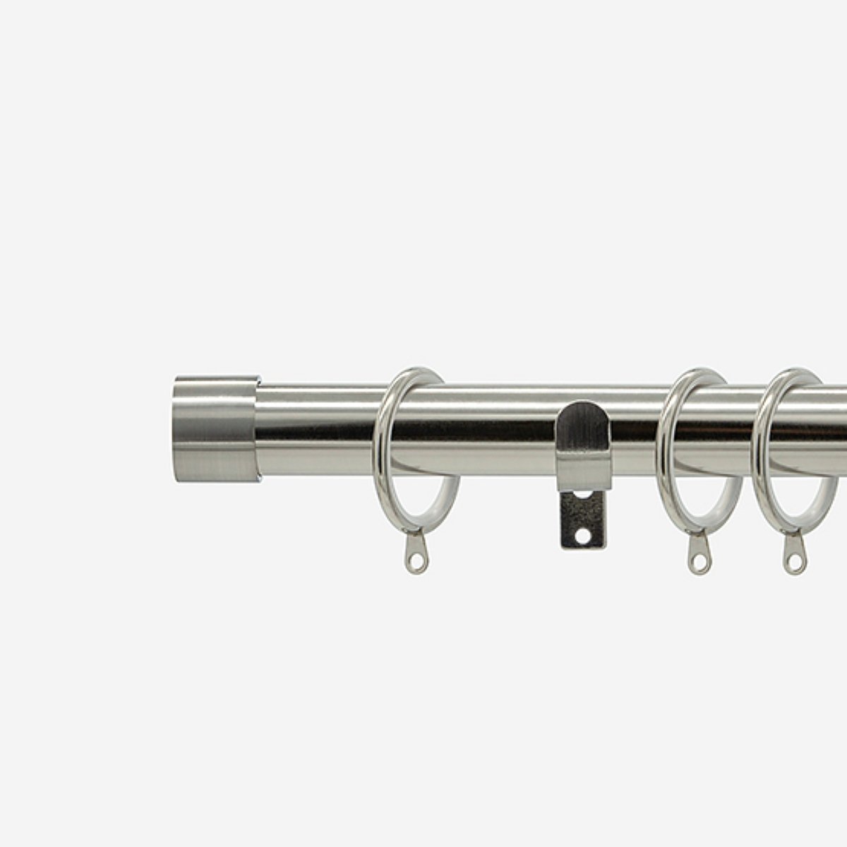 New Edge Blinds Stainless Steel 28mm End Cap Fixed Metal Curtain Pole - 200cm