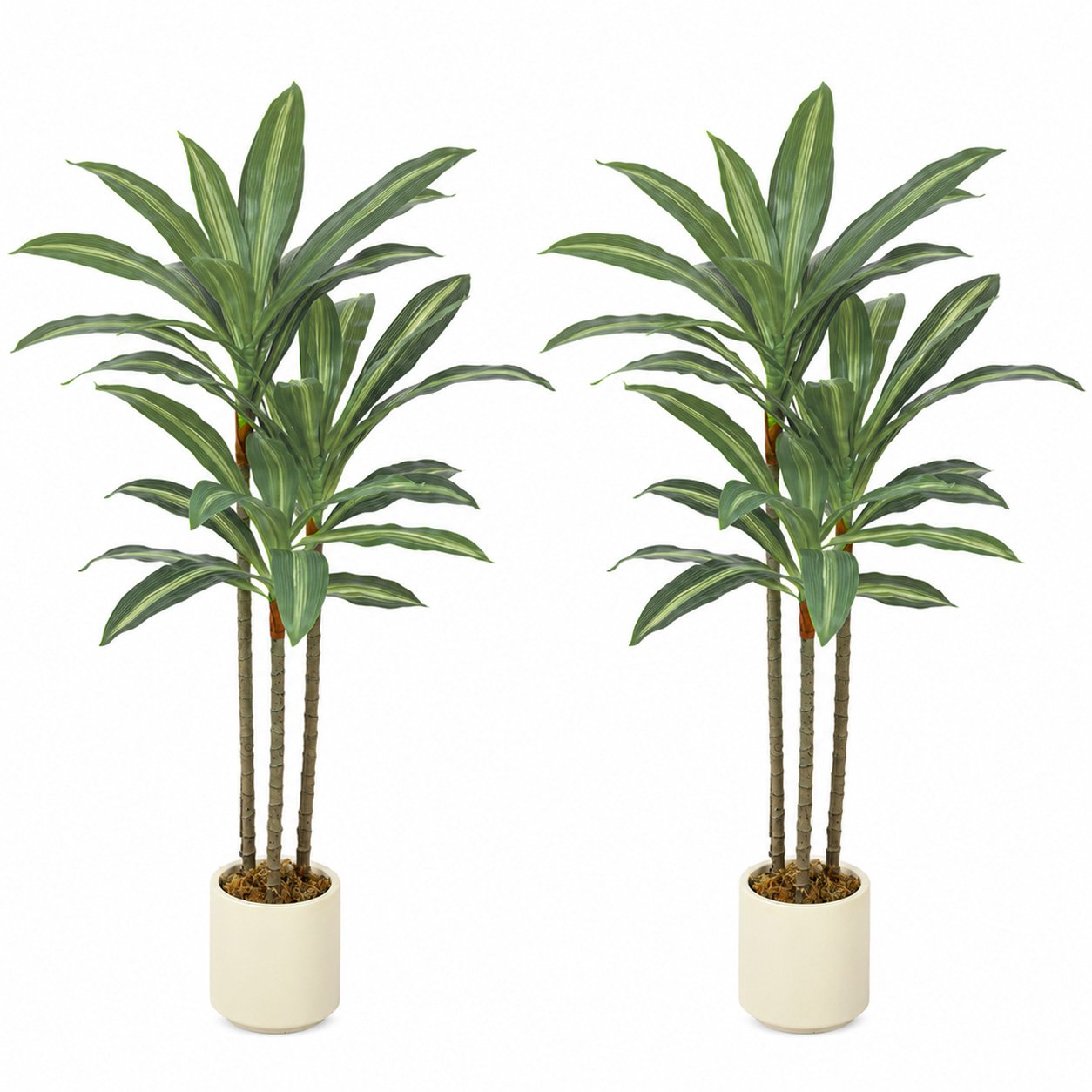 HOMCOM Set of 2 90cm Bendable Trunks Artificial Dracaena Tree - Green