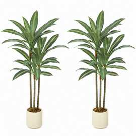 HOMCOM Set of 2 90cm Bendable Trunks Artificial Dracaena Tree - Green
