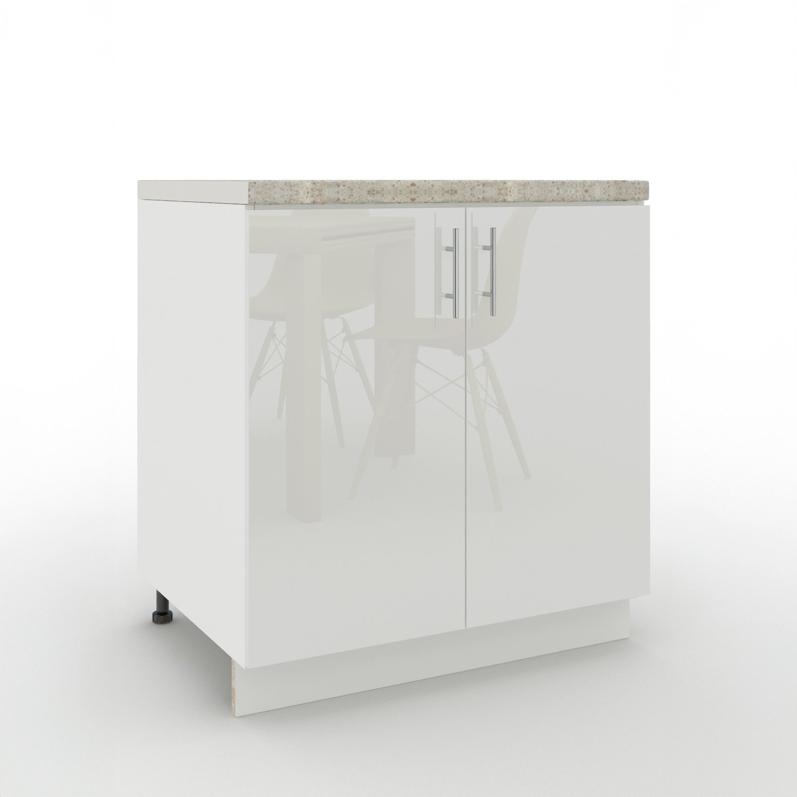 JD Greta 800mm Adjustable Leg Sink Cabinet with 2 Doors & Worktop - White Gloss