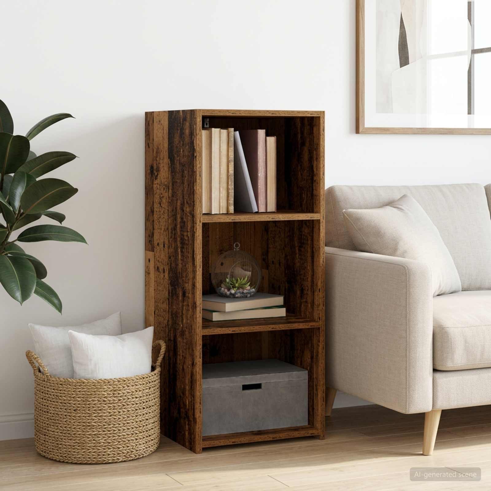 Walplus 2 Shelf Rectangular Sideboard - Old Wood - 40 x 41 x 93 cm