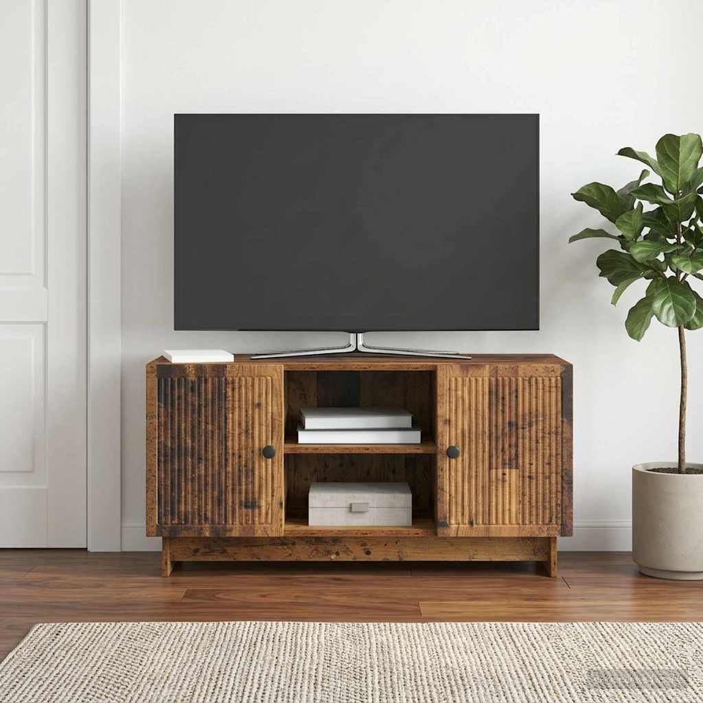 Walplus 2 Door Engineered Wood TV Cabinet - Old Wood - 102 x 34.5 x 50 cm