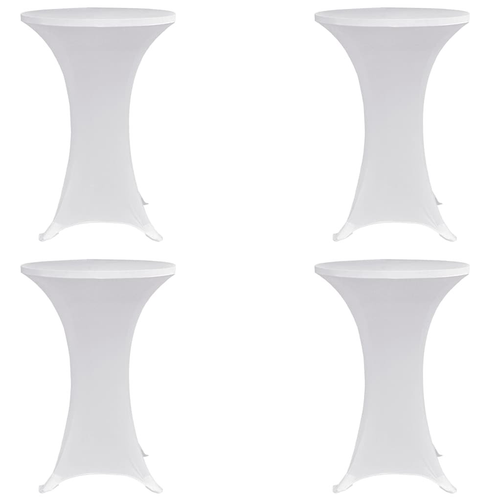 Walplus Pack of 4 Standing Table Cover Stretch - White - dia 70 cm
