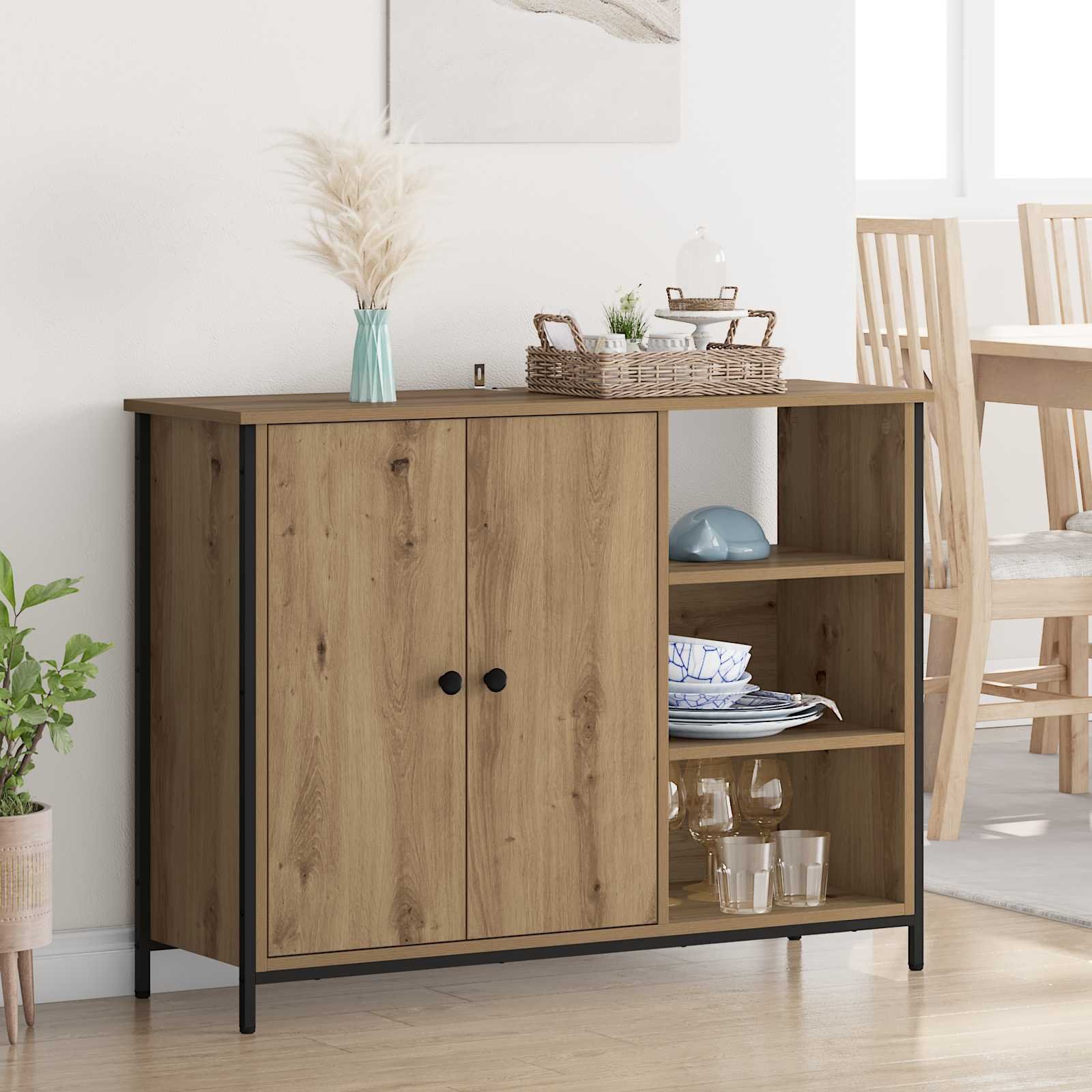 Walplus Engineered Wood Sideboard - Oak - 100 x 33 x 75 cm