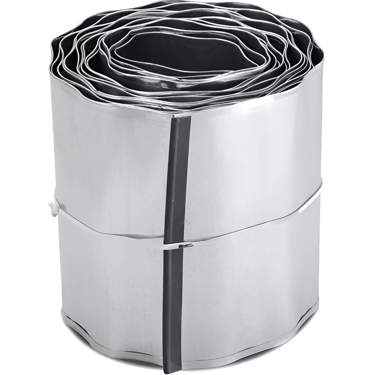 Primrose Galvanised Metal Garden Lawn Wavy Edge Border Edging Roll - Silver 5m