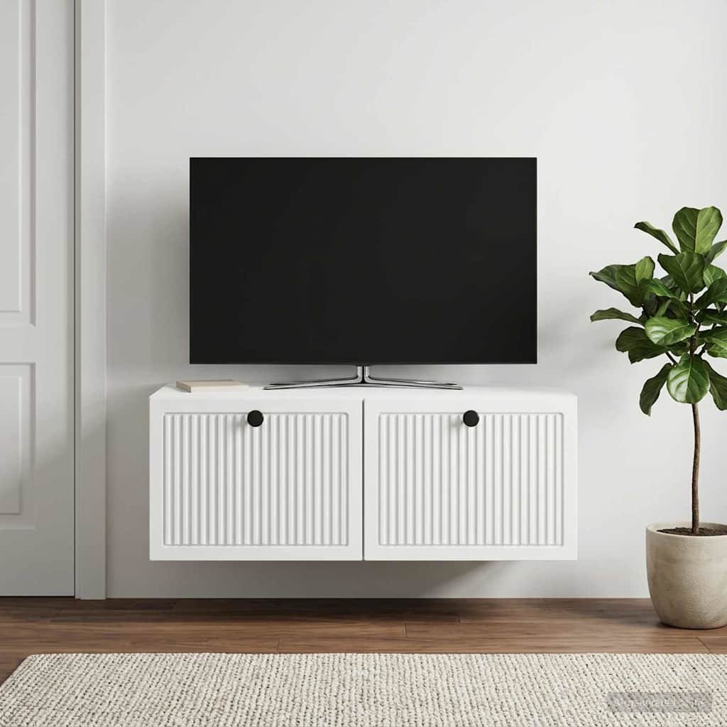 Walplus Engineered Wood Wall Mounted TV Cabinet - White - 78.5 x 41 x 30 cm