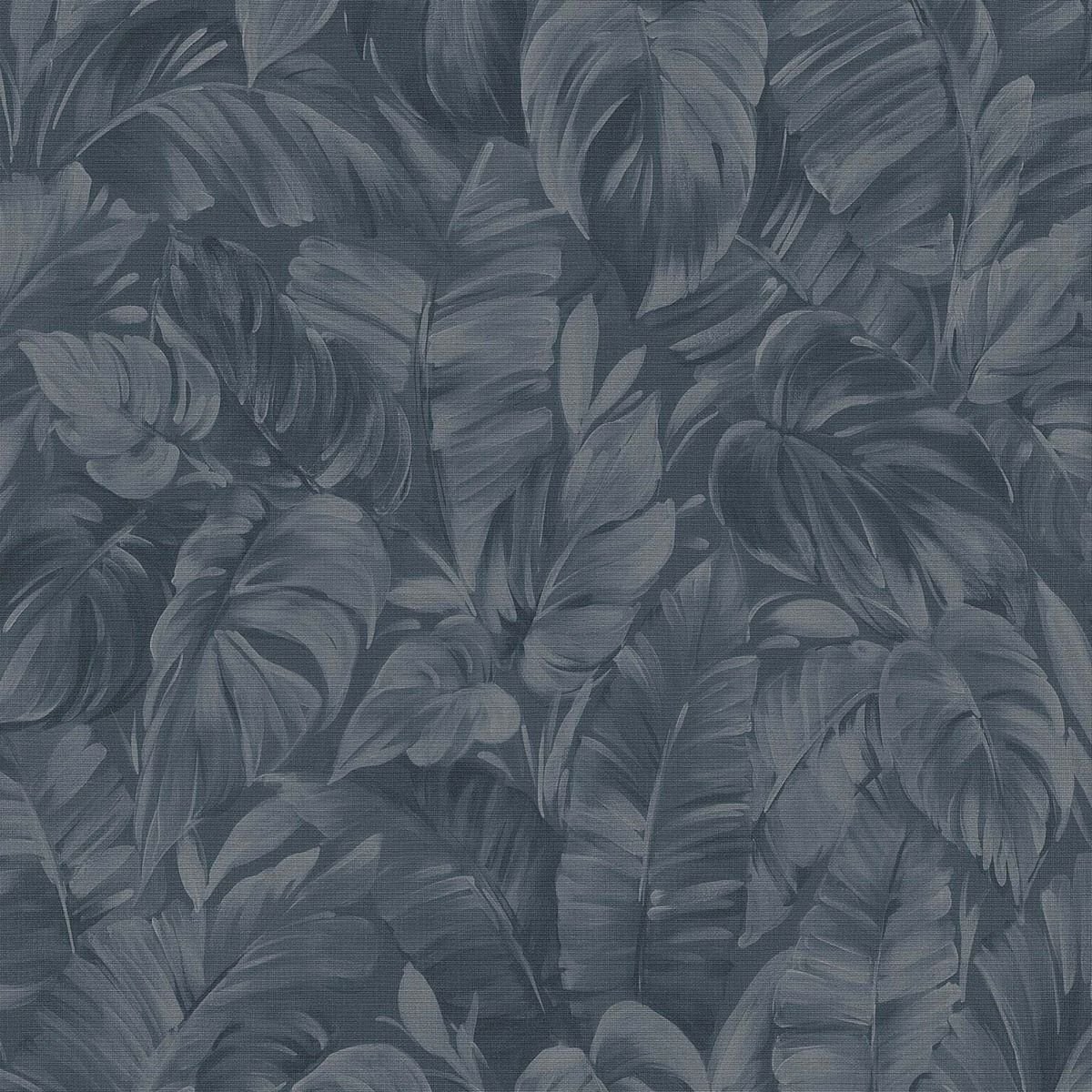 Erismann Play Of Light Palm Leaf Vinyl Textured Wallpaper - Navy