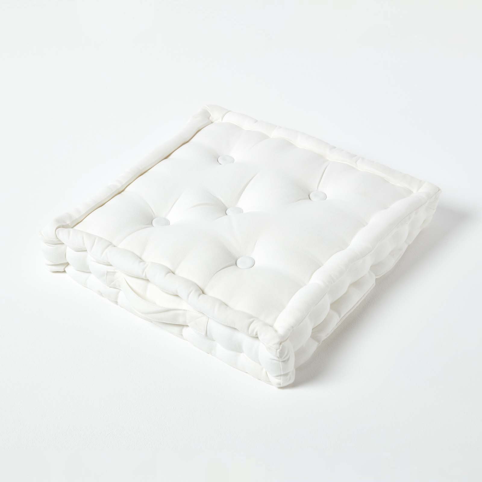 Homescapes Cotton Floor Cushion - 40 x 40 cm - Off White