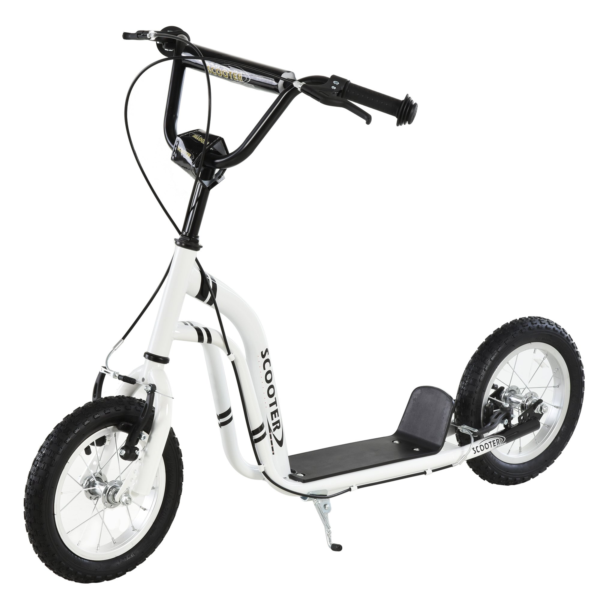 HOMCOM Age 5 Years and Over 85-95cm Adjustable Dual Brake Scooter – White