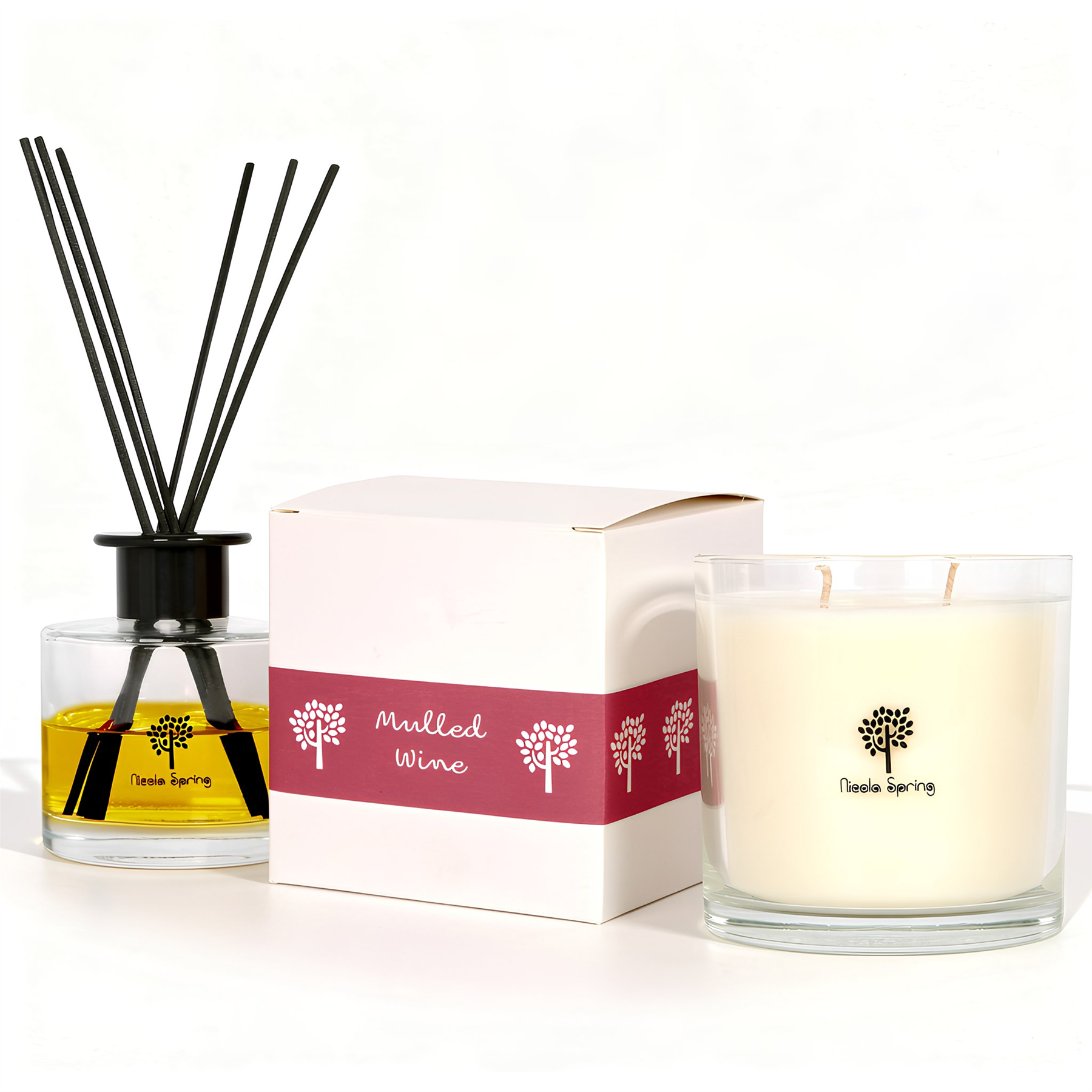 Nicola Spring 400ml Soy Wax Scented Candle & Diffuser Set - Mulled Wine