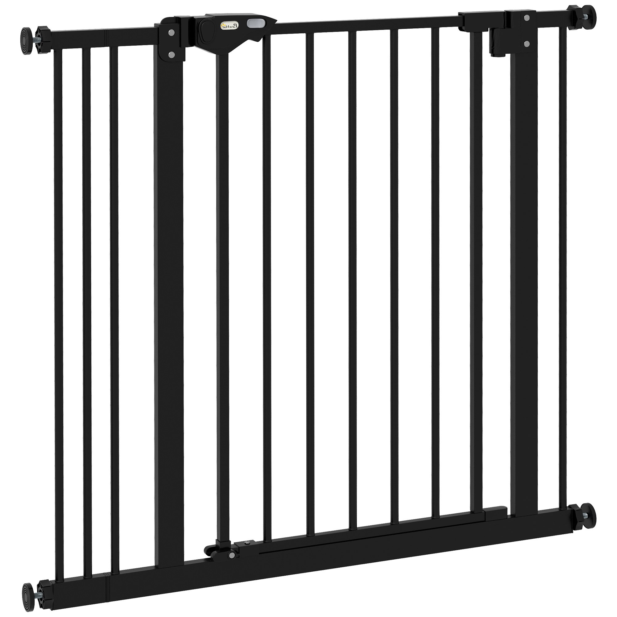 PawHut Pressure Mount Auto Closing Dog Gate - 74-87cm x 77cm - Black