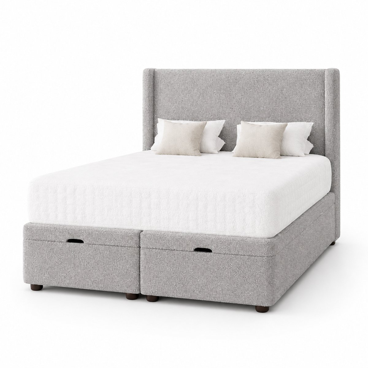 Comfy Deluxe Baki 6ft Super King  Boucle End Lift Ottoman Bed Set - Silver