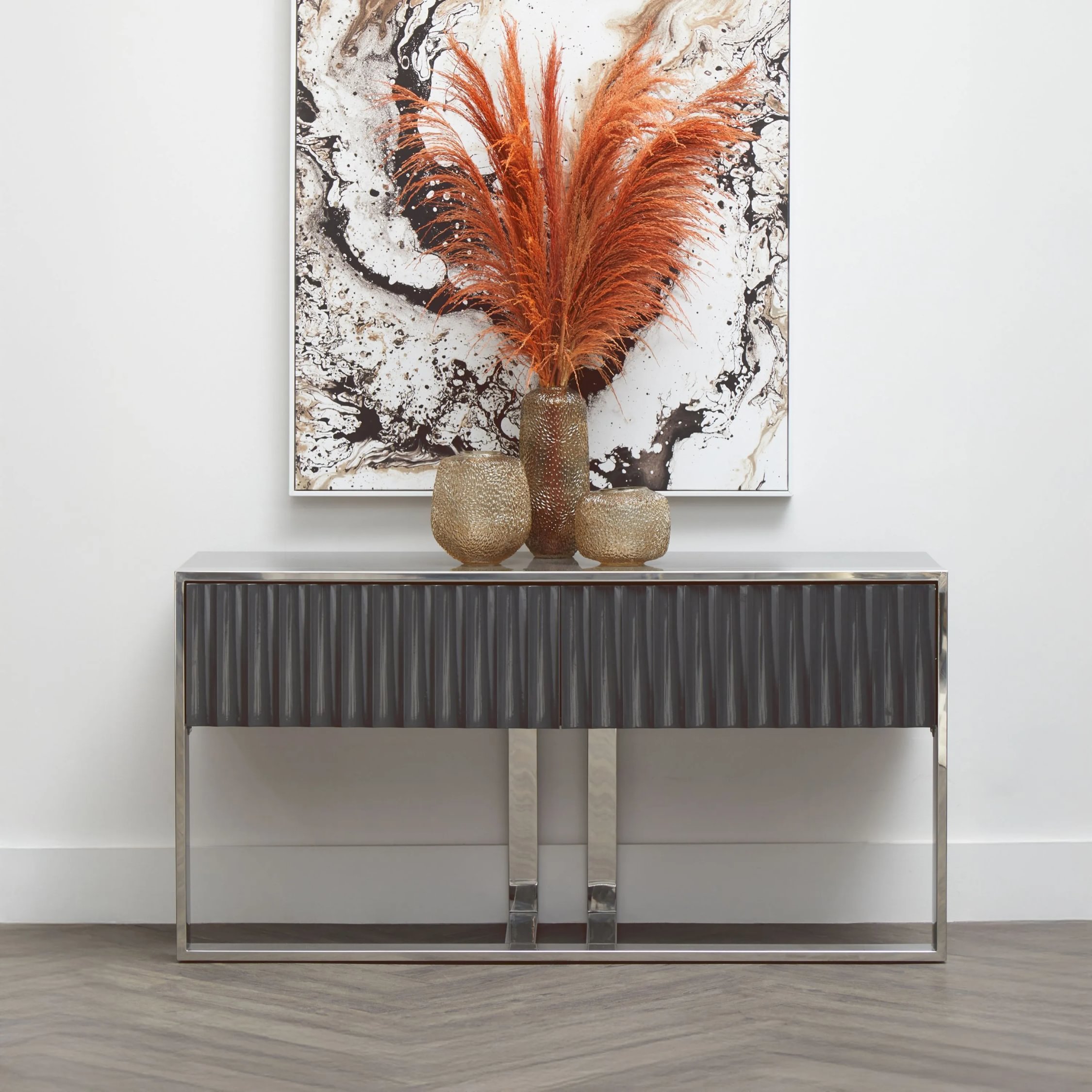 Orsina Genoa Fluted 2 Drawer Console Table – Two Tone