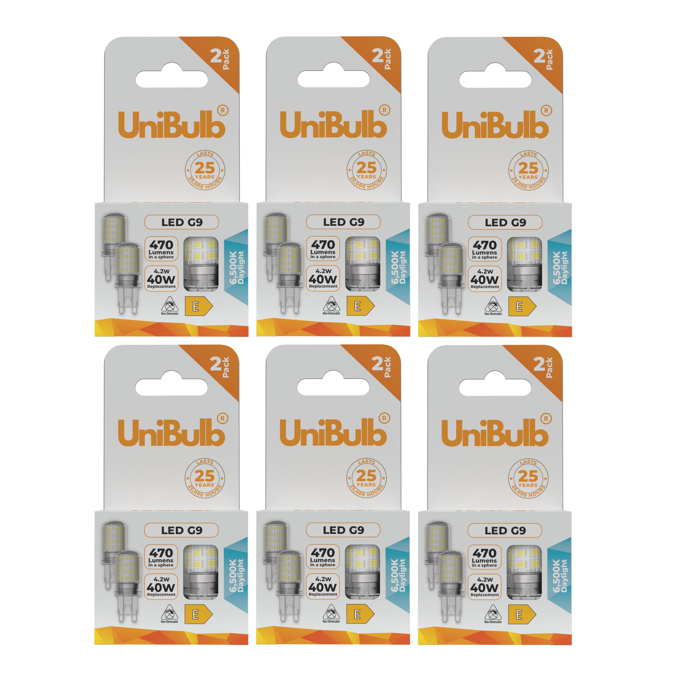 UniBulb 4.2W LED Daylight Capsule G9 Light Bulb - Pack of 12