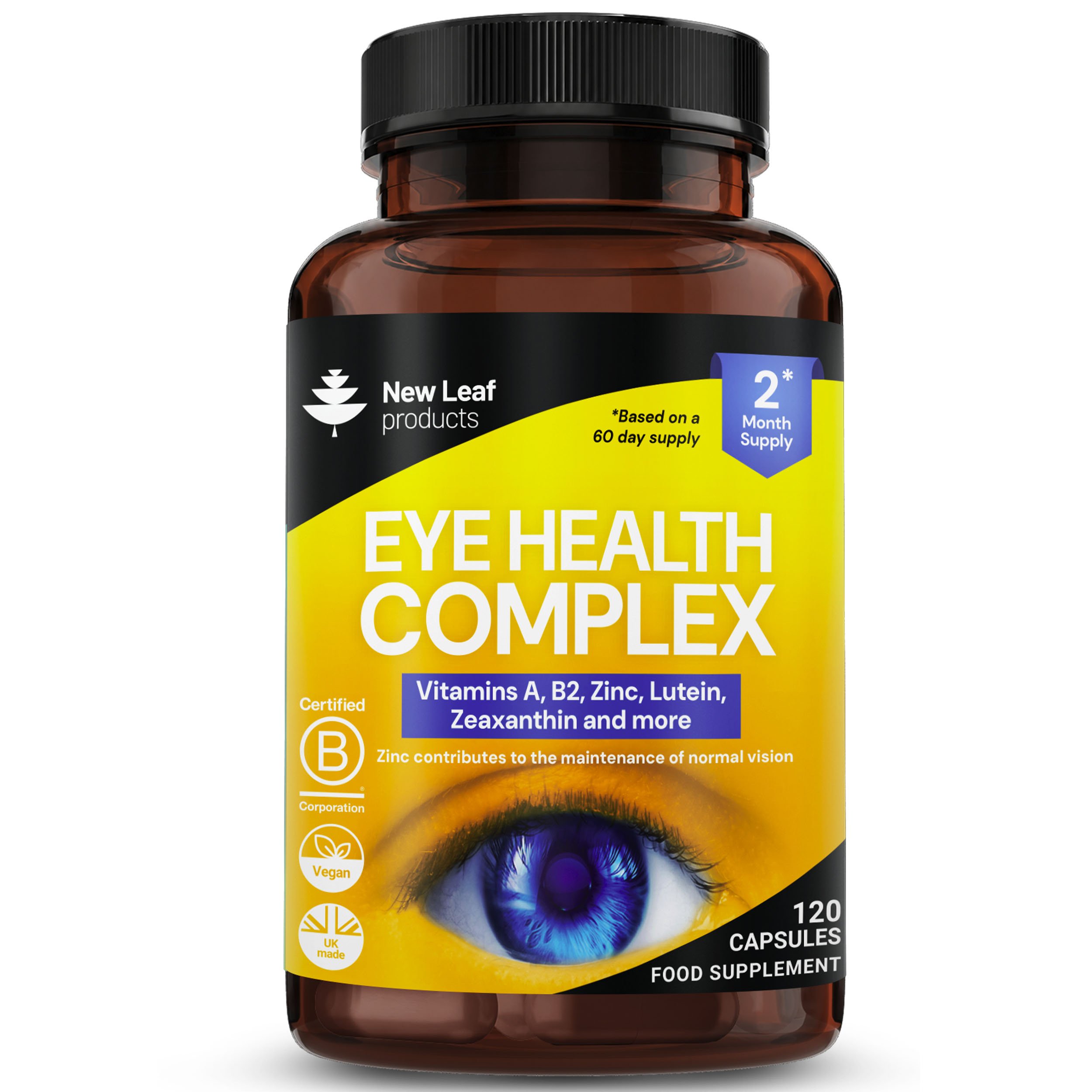 New Leaf Eye Health With Vitamins A, B2, Zinc Lutein, Zeaxanthin - 120 Capsules