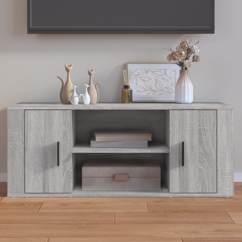 Walplus Engineered Wood TV Cabinet - Grey and Oak - 100 x 35 x 40 cm