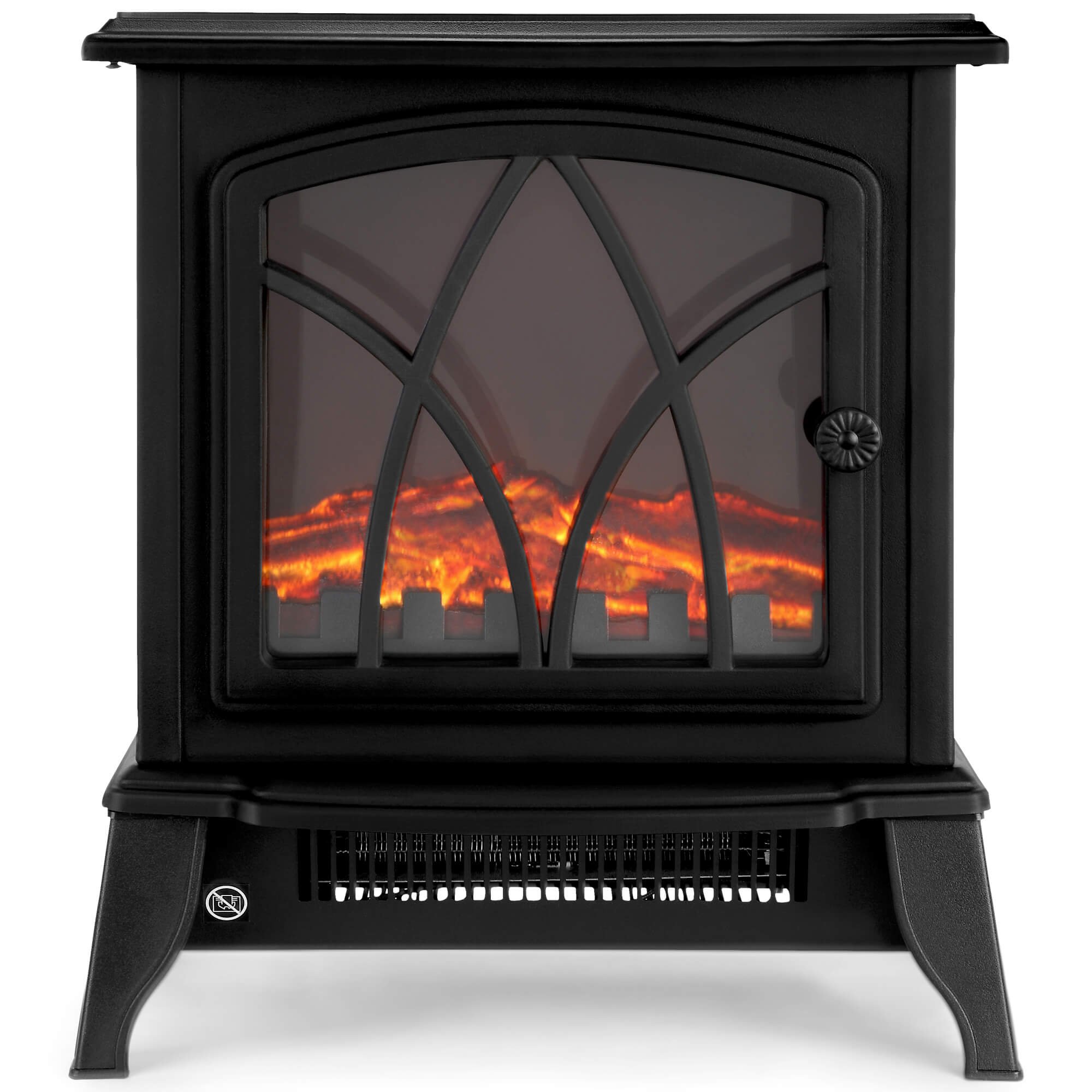 NETTA 1800W Fire Log Effect Electric Stove Heater - Black