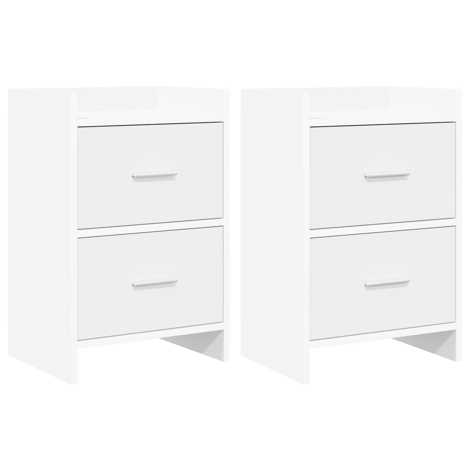 Walplus Pack of 2 Engineered Wood Bedside Table - White - 40 x 30 x 60 cm