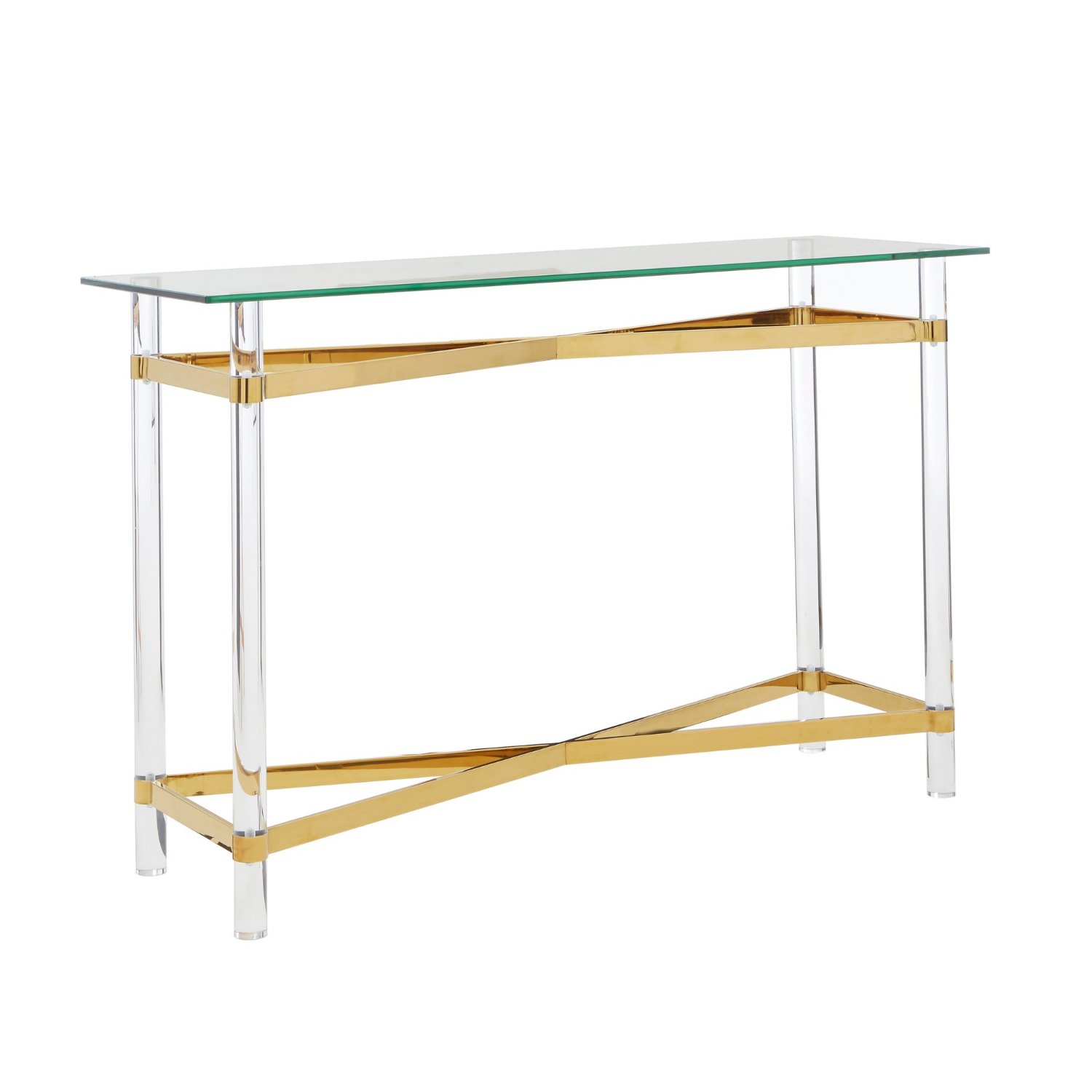 Orsina Clarence Glass Console Table – Clear & Gold