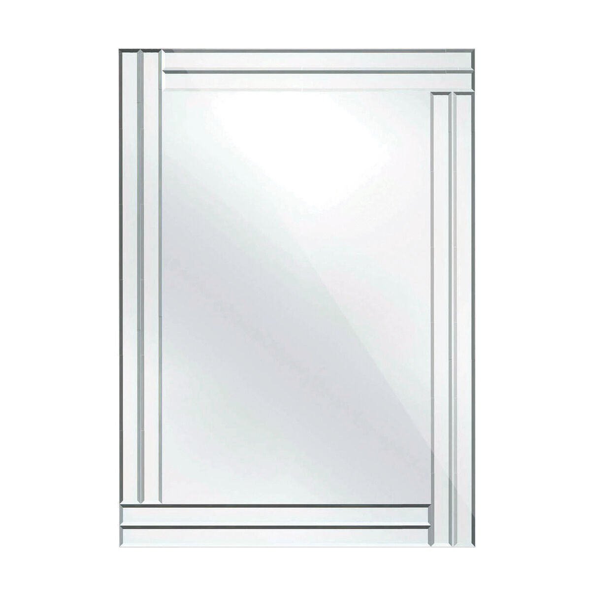 Orsina Milania Bevelled Edge Wall Mirror with Double Line Frame – Silver