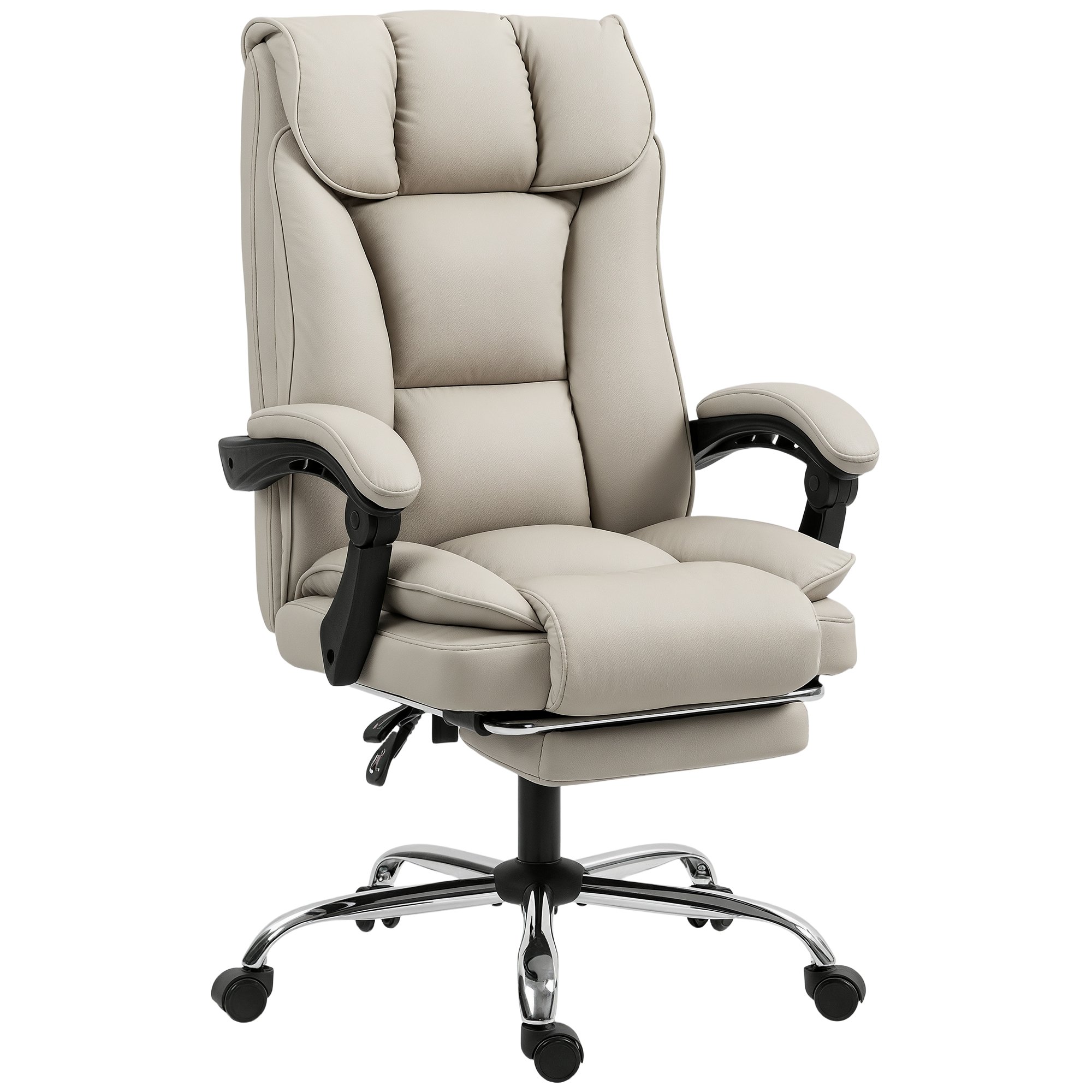 HOMCOM Pet Friendly Faux Leather Computer Desk Chair - Khaki