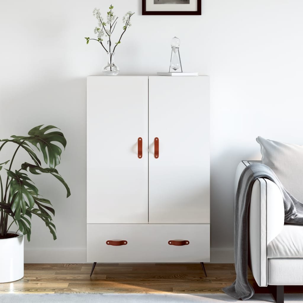 Walplus Engineered Wood Highboard - White Gloss - 69.5 x 31 x 115 cm