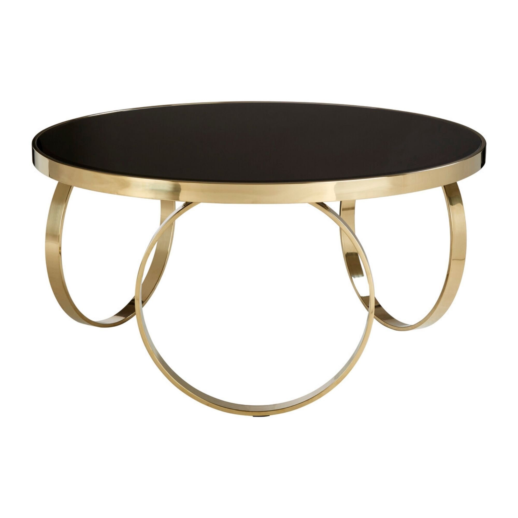 Orsina Ragusa Mirrored Glass Round Coffee Table - Black And Gold