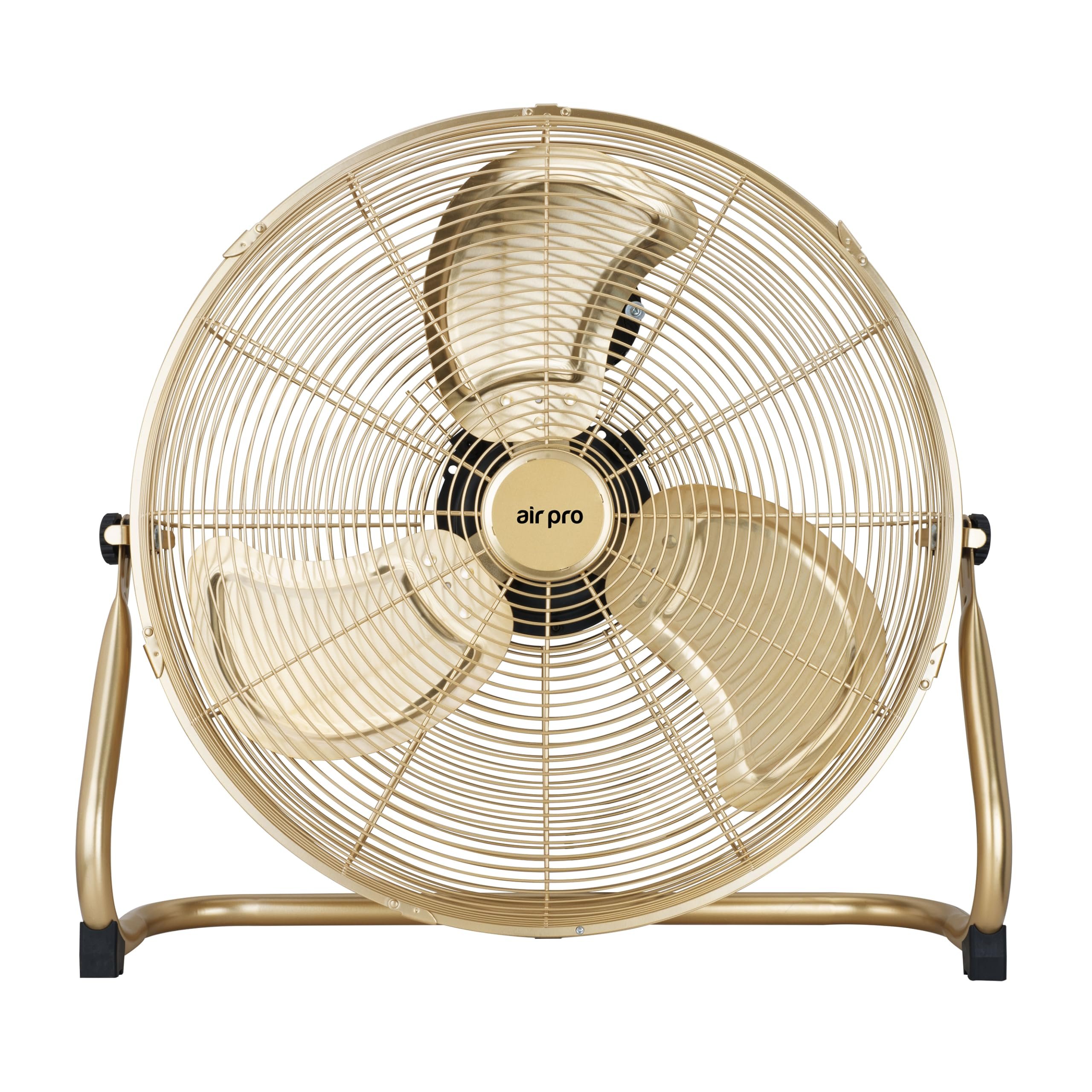 Air Pro 20in Floor Fan Powerful Air Cooling with 3 Speed Settings - Gold