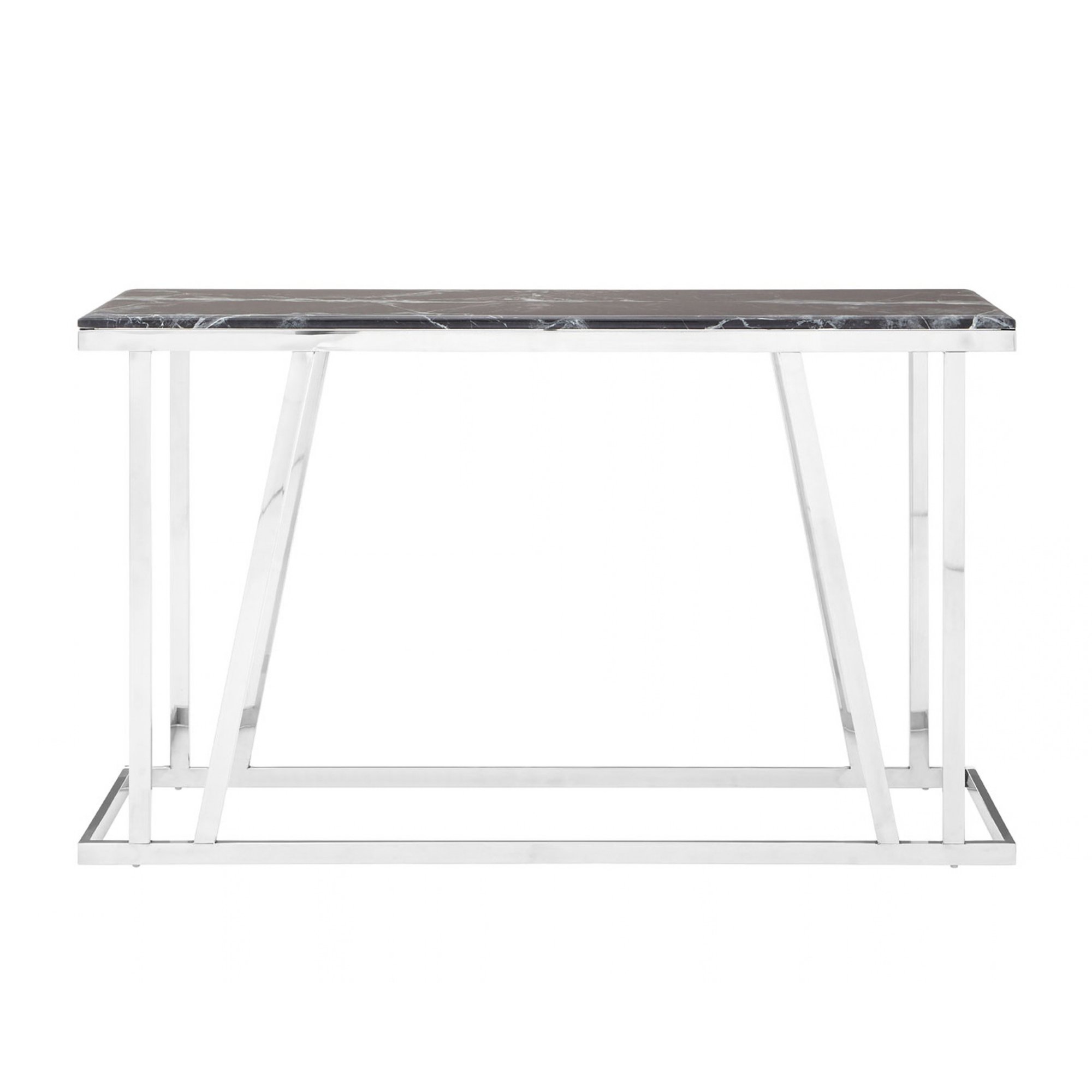 Orsina Ackley Marble Top Console Table – Black and Silver
