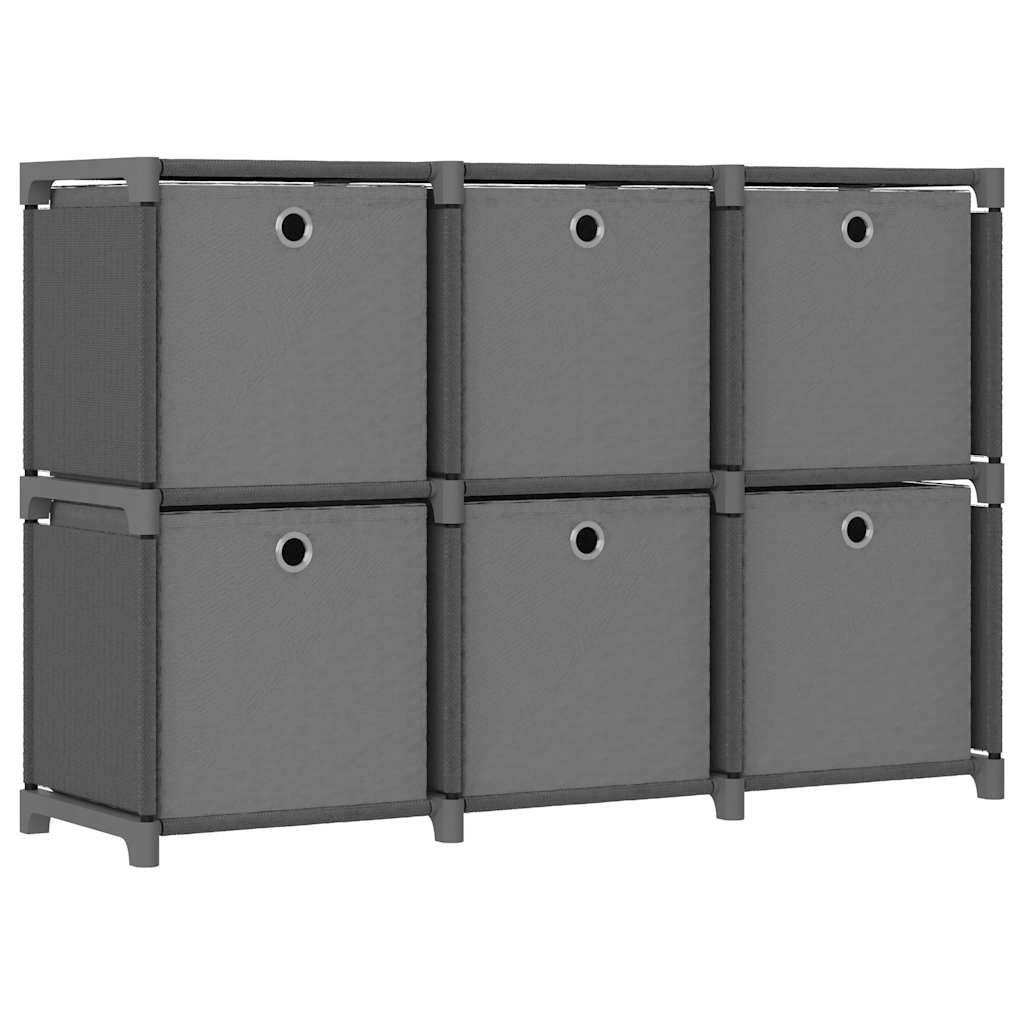 Walplus 6 Compartment Steel Display Shelf - Grey - 103 x 30 x 72.5 cm