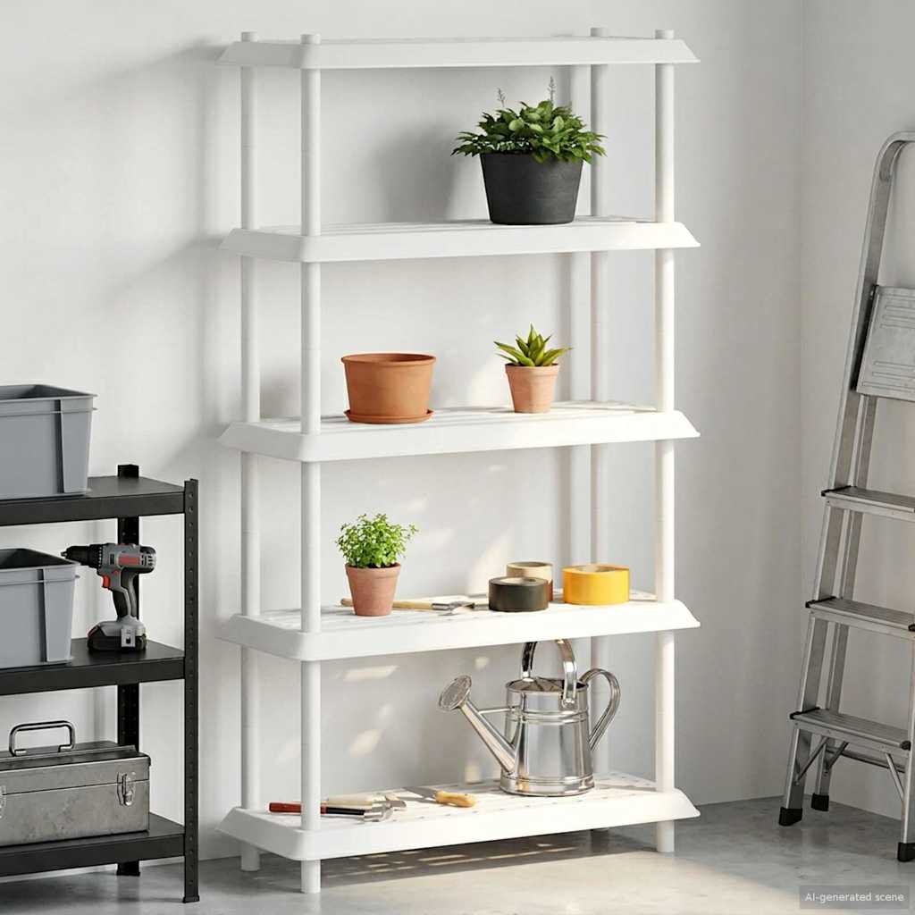 Walplus 5 Tier Shelving Unit - White - 100 x 40 x 177 cm