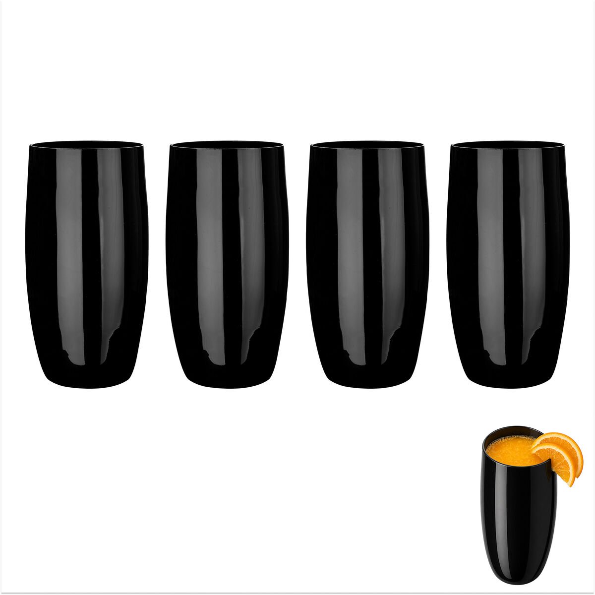 Orsina Set of 4 Hi Ball Glasses – Black