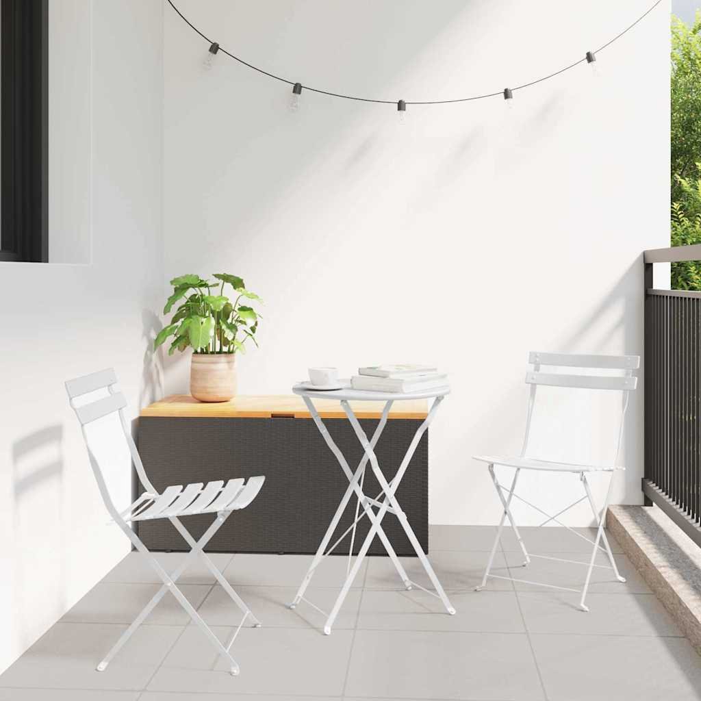 Walplus 3 Piece Steel Folding Bistro Set - White - 50 x 50 x 71 cm