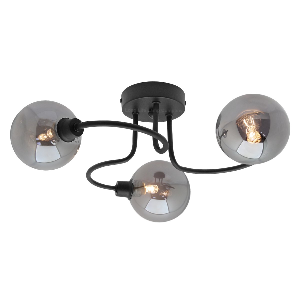 Energy Light Bulbs Curved LED 3 Way Spot Flush Ceiling Light - Black