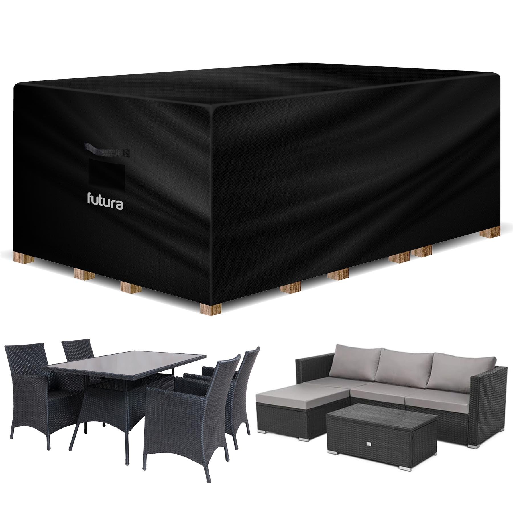 Futura Rectangular Waterproof Premium Garden Furniture Cover 270cm - Black