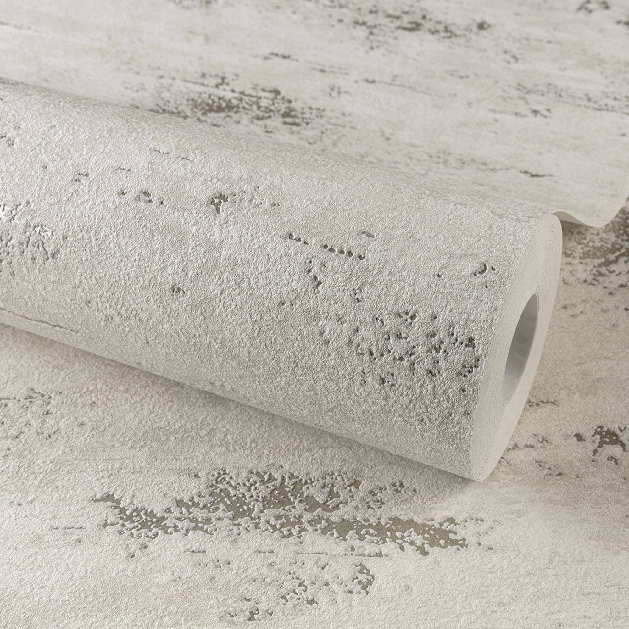 Grandeco On The Rocks Distressed Concrete Stone Textured Wallpaper - Cream Gold