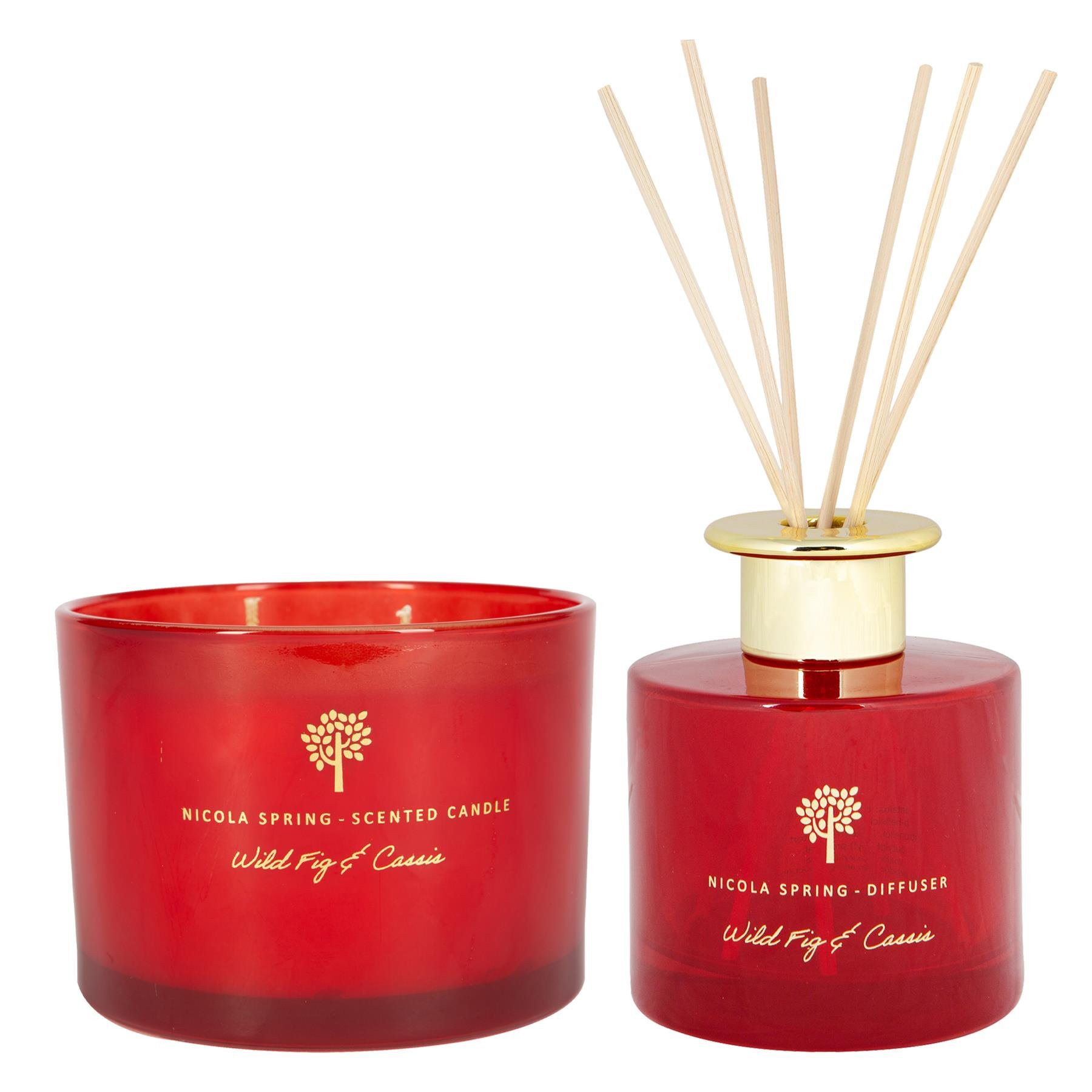 Nicola Spring 350ml Scented Candle & Reed Diffuser Set - Wild Fig & Cassis