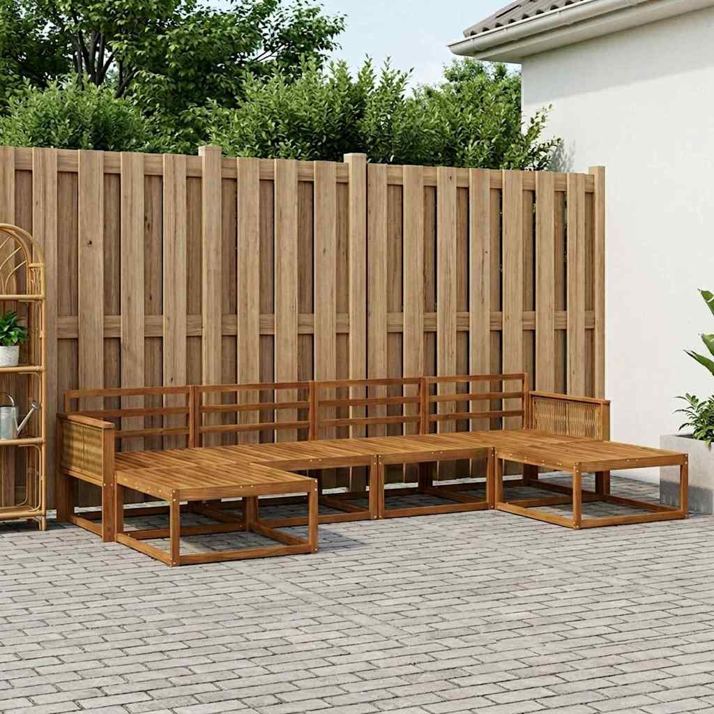 Walplus 6 Piece Solid Acacia Garden Lounge Set - Natural - 329 x 162.5 x 73 cm