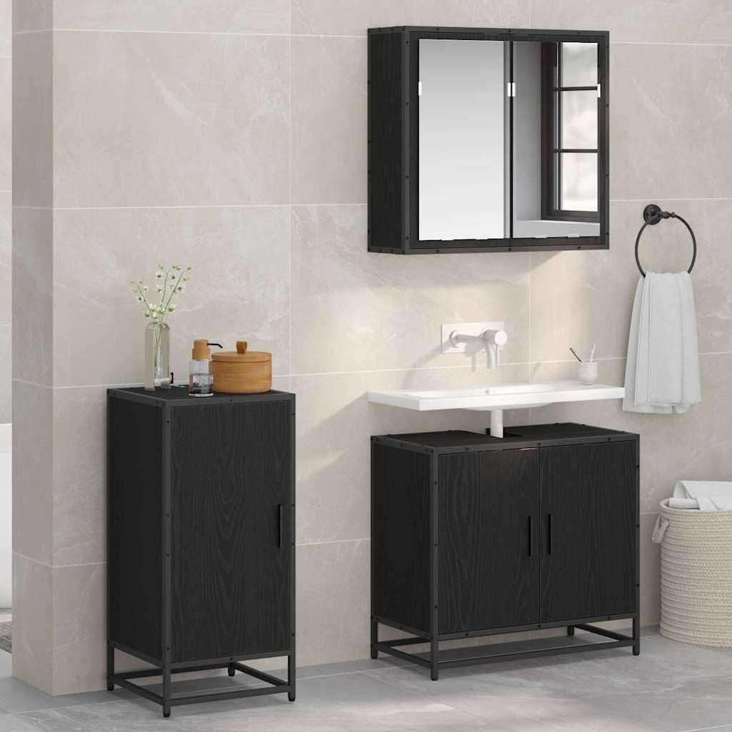 Walplus 1 Door Sideboard - Black Ash - 35.5 x 35 x 76 cm