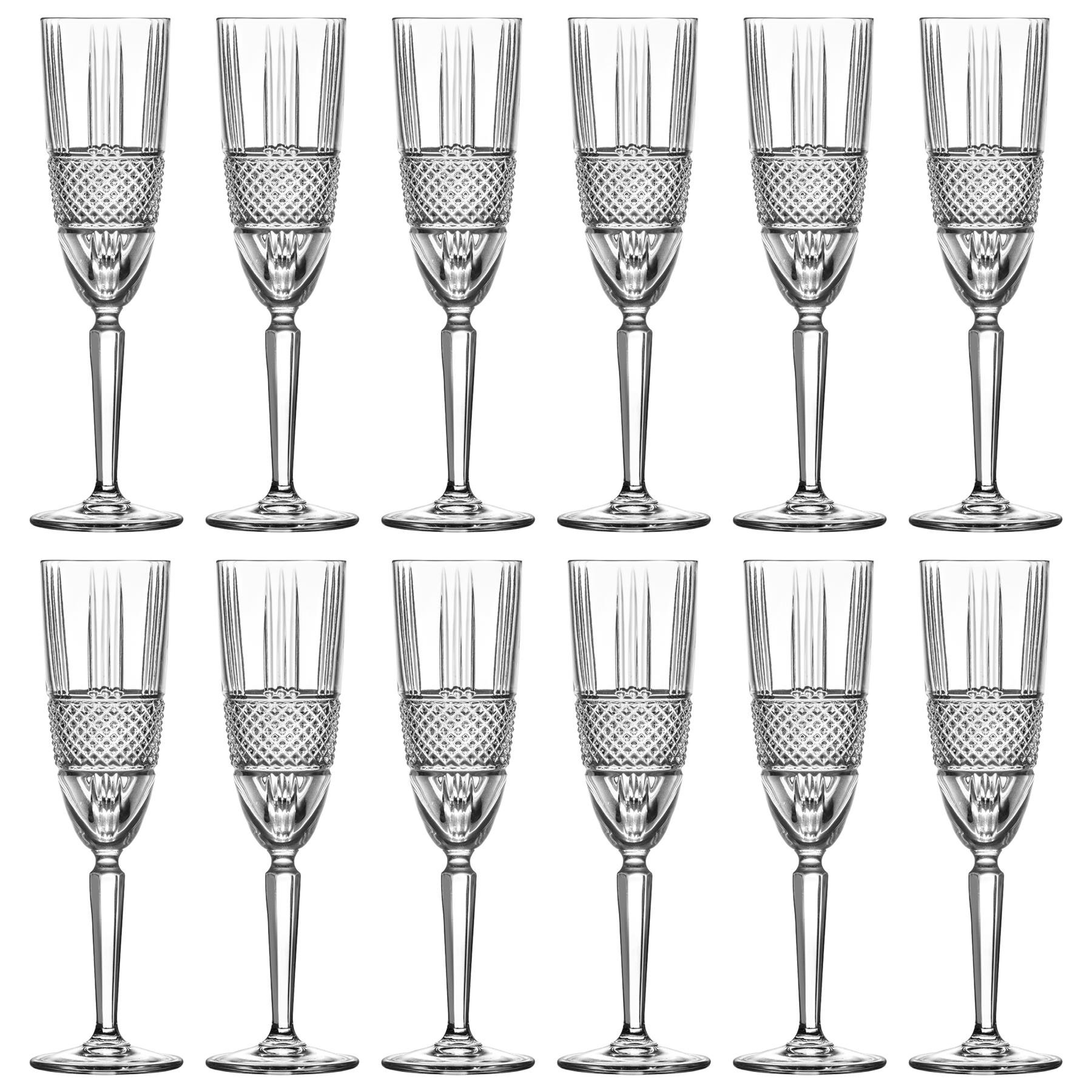 RCR Crystal Brillante Glass Champagne Flutes 190ml - Pack of 12
