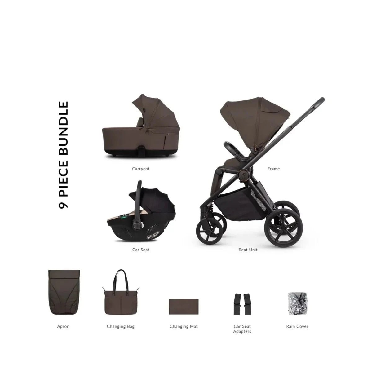 Venicci Claro 2 3-in-1 Travel System Bundle - Beige/Chocolate