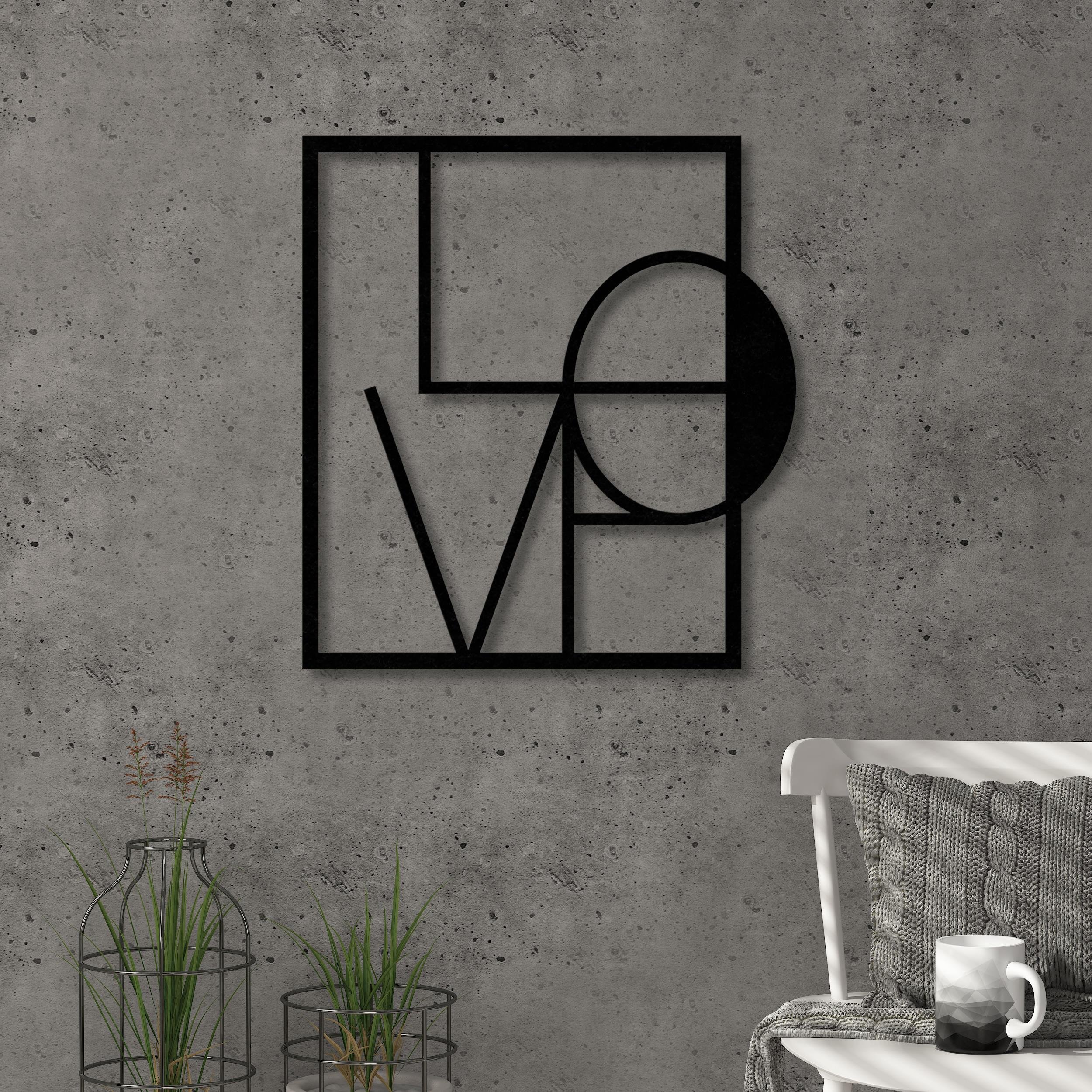 Decortie Metal Wall Art Typography Hanging Decoration - Black