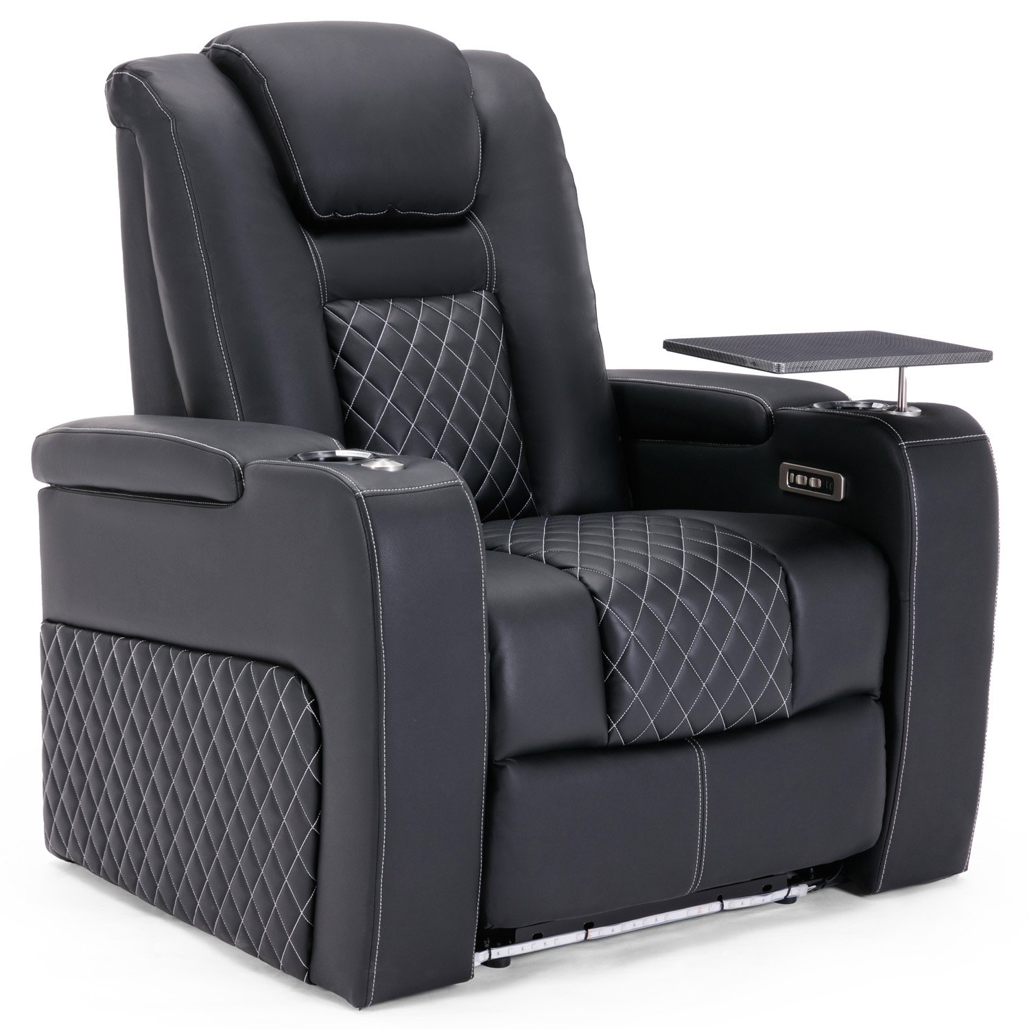 Furniture Online Broadway Cinema Electric Recliner Chair w Tray - Black/White