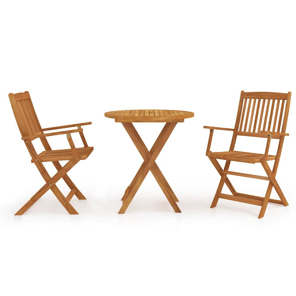 Walplus Solid Acacia Wood Folding Garden Dining Set - Natural - 70 cm